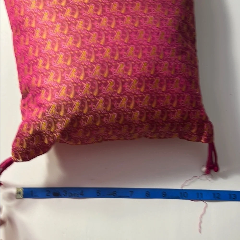 Vintage ABC Carpet & Home Pink and Gold Paisley Accent Pillow